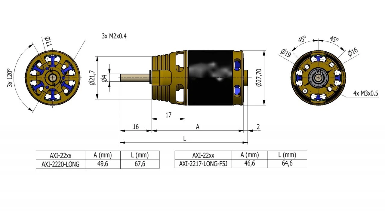 Axi 2220/20 V2 Long 720 RPM/V 91g Outrunner - Image 3