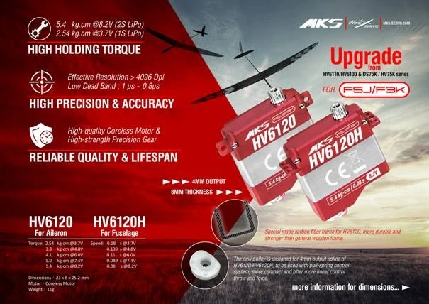 MKS HV6120H Servo - 5.4Kg.cm 0.08s 11.0g 8mm - Image 4