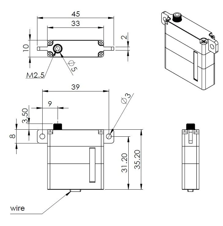 MKS HV6160 Wing Servo - 18.6Kg.cm 0.13s 30.8g 10mm - Image 2